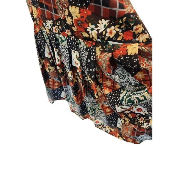 70s Inspired Sleeveless Colorful Knee Length Drop Waist Dress L Patchwork Granny - Picture 6 of 6